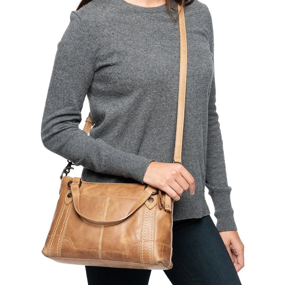 Frye Melissa Medium Beige Leather Crossbody Satchel Handbag - Picture 13 of 13